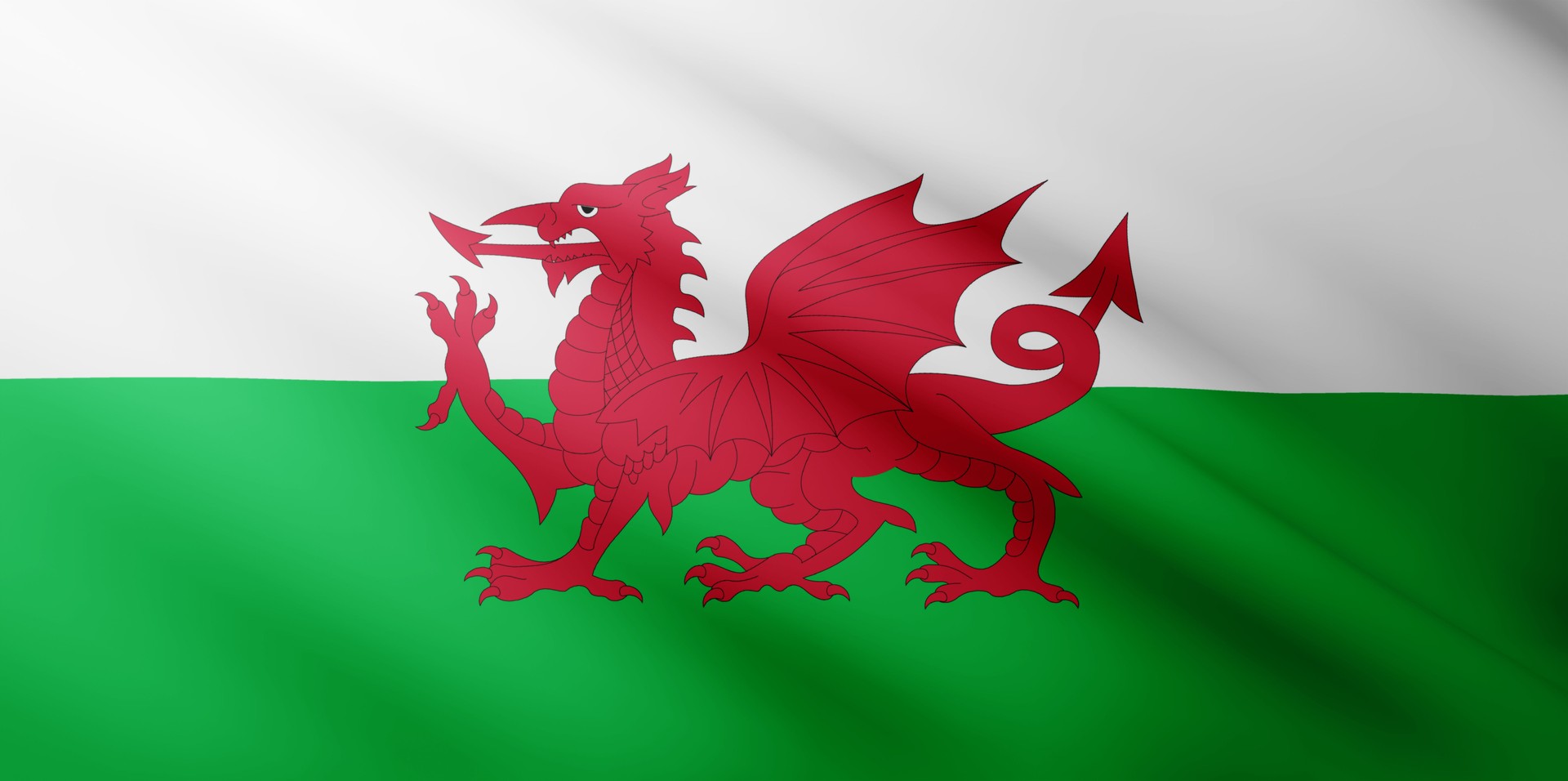Waving flag of Wales. National flag of Wales background